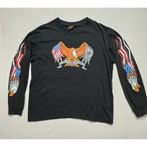 Vintage Veterans POW MIA Shirt Y2K USA Eagle Flag Flames Large Long Sleeve Tee
